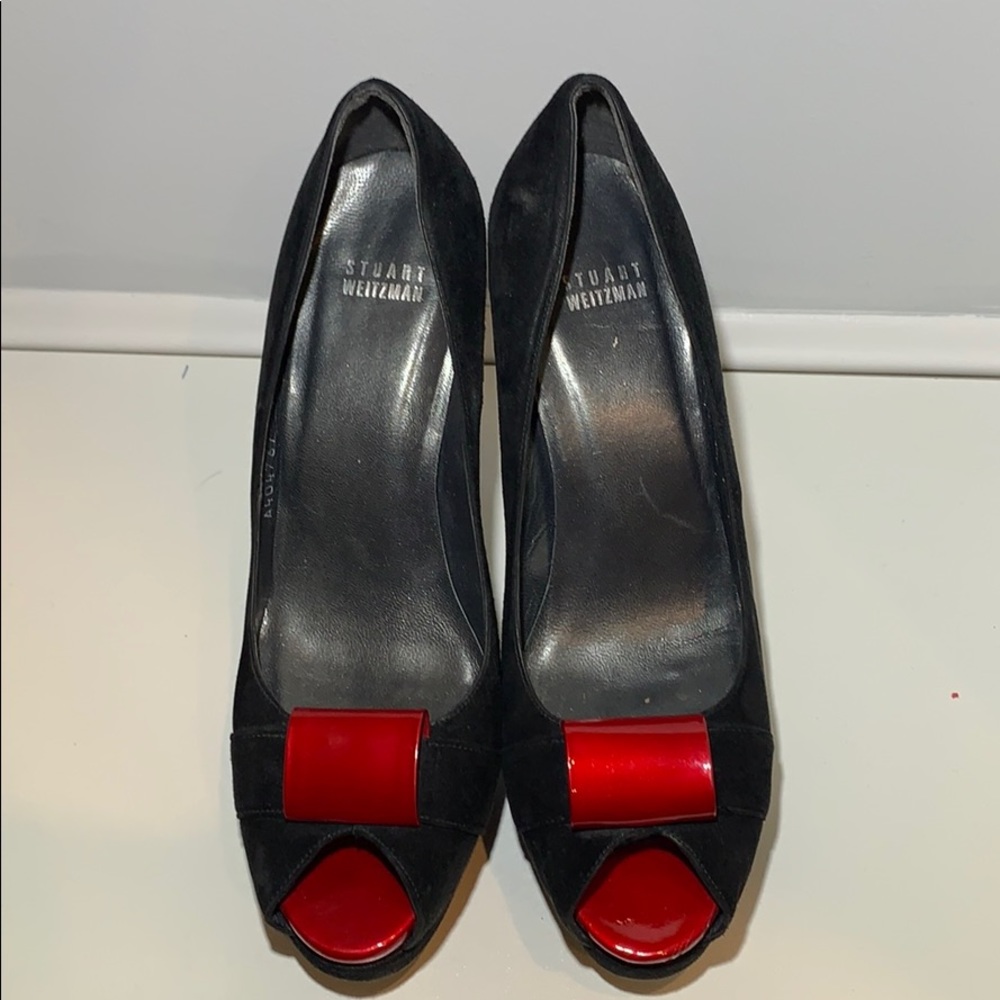 Black suede pumps